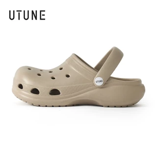 UTUNE รองเท้า Clogs ผู้หญิง พื้นหนา เสริมสูง 3.5 ซม. รองเท้าแตะลุยชายหาด ฤดูร้อน ใส่นอกบ้าน กันลื่น หัวปิด แบบครึ่งสวม พื้นนุ่มสบาย วัสดุ EVA แบบพื้นเรียบ รองรับอุ้งเท้า