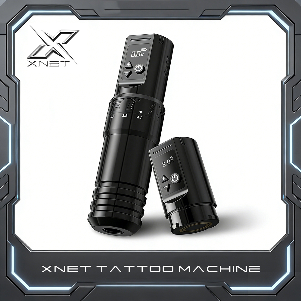 XNET T1 เครื่องสักไร้สาย ปากกาโรตารี ปรับจังหวะ 7 ระดับ มอเตอร์กำหนดเอง จอ LCD แบตเตอรี่ สำหรับช่างสัก แต่งหน้าถาวร Microblading Tattoo Pen Machine