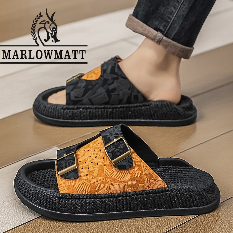 รองเท้าแตะผู้ชาย Marlowmatt | กันลื่น กันน้ํา| แฟชั่นจับคู่สีคู่สไตล์ใหม่ | รองเท้าแตะกลางแจ้ง