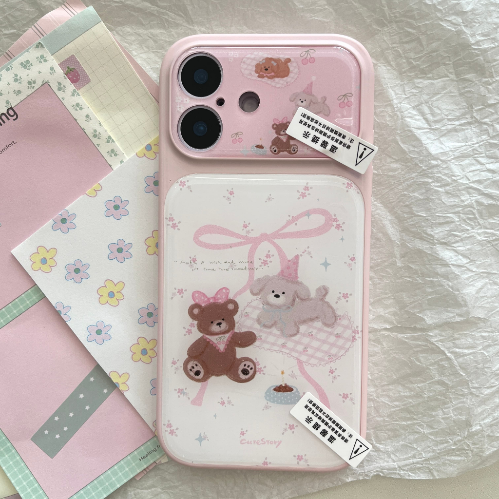 การ์ตูนน่ารักดอกไม้โบว์พรมหมีกับสร้อยข้อมือเคสโทรศัพท์สําห รูปที่ 6