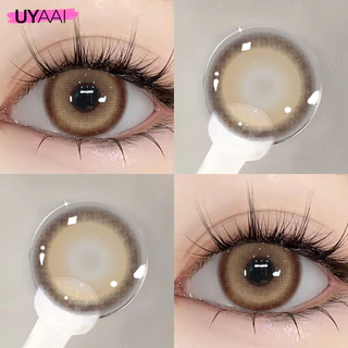 คอนแทคเลนส์ 【0.00--5.00】UYAAI คอนแทคเลนส์รายเดือน สีน้ำตาล สีเทา สไตล์เกาหลี 14~14.5mm