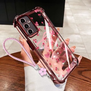 VRQR สําหรับ Xiaomi Redmi 15 Redmi 15C 4G 5G Poco C85 ขนาดเล็กสดโบว์โปร่งใส Anti Drop เคสโทรศัพท์เชือกดอกไม้