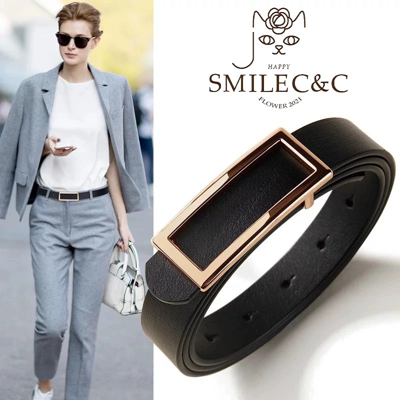 SmileFairyCC【COD & พร้อมส่ง】เข็มขัดหัวเข็มขัดสี่เหลี่ยมเรียบดีไซน์มินิมอล – สายคาดเอวเรียวบาง ใส่ได้หลายโอกาส เหมาะสำหรับเดินทางและชีวิตประจำวัน
