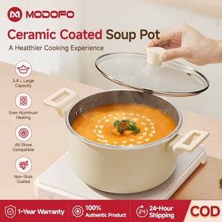 Non-Stick Ceramic Pot with Lid  Large Capacity Saucepan Soup Pot for All Stove Cookware 5.8L