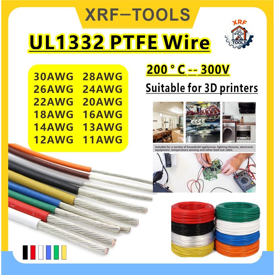 UL1332 PTFE ลวด 30AWG-11AWG FEP พลาสติกฉนวนอุณหภูมิสูงดีบุก CableTined สูงอุณหภูมิ Wire3D เครื่องพิม
