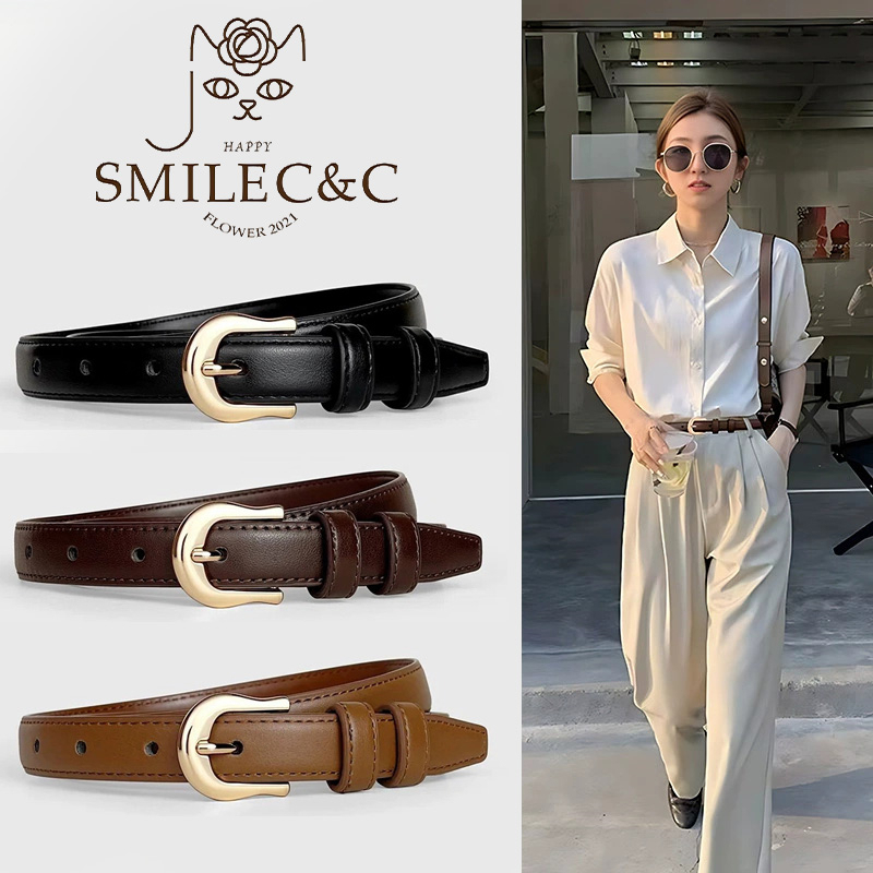 SmileFairyCC【COD & พร้อมส่ง】เข็มขัดหัวเข็มขัดทองวินเทจดีไซน์เรียวบาง – สายคาดเอวคลาสสิก ใส่ได้หลากหลาย เหมาะสำหรับการเดินทางและชีวิตประจำวัน