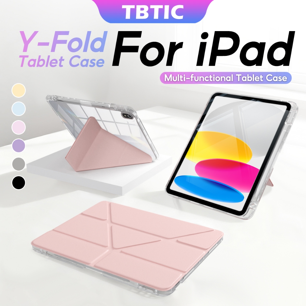TBTIC เคสป้องกัน For iPad พร้อมที่วางปากกา วัสดุอะคริลิค รองรับรุ่น 12th / 11th A16 (2026, 2025) / 10th ขนาด 10.9 นิ้ว เคสใส รุ่น A3354, A3355, A3356, A2696, A2757, A2777, A3162
