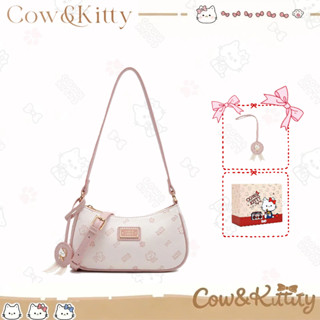 กระเป๋าสะพายข้างสำหรับผู้หญิงแฟชั่น Cow&Kitty ขนาดเล็ก สีชมพ…