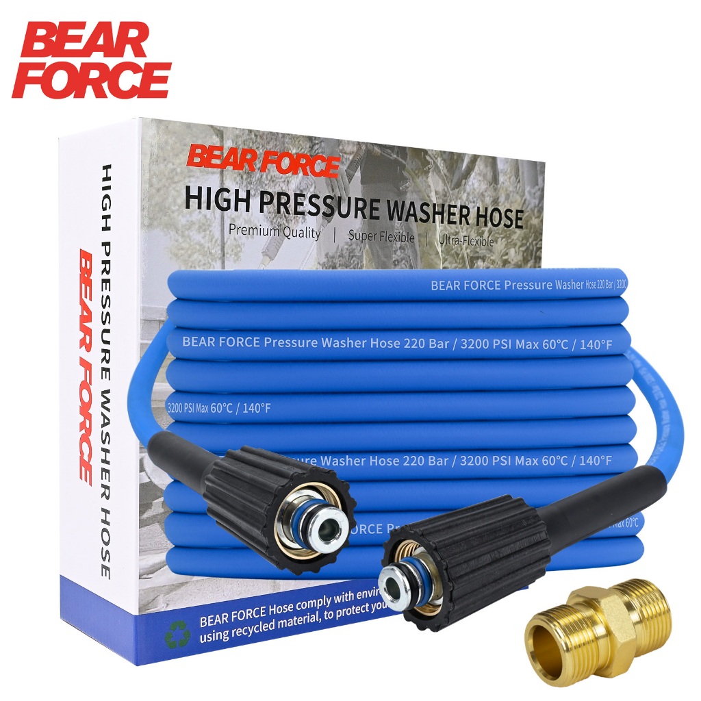 Bear Force Super ยืดหยุ่นเครื่องซักผ้าความดันท่อ 10 M 15 M 3200 PSI/ 220Bar Kink ทนเครื่องซักผ้ารถยนต์ท่อขยาย M22-pin 14/15 – โปรปัง