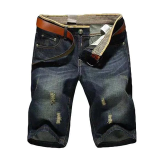 New shorts Jeans ยีนส์ขาสั้น ผ้ายืดฟอกนิ่ม สีมิดไนด์-สนิมน้ำตาล มีริม ไซส์28-40
