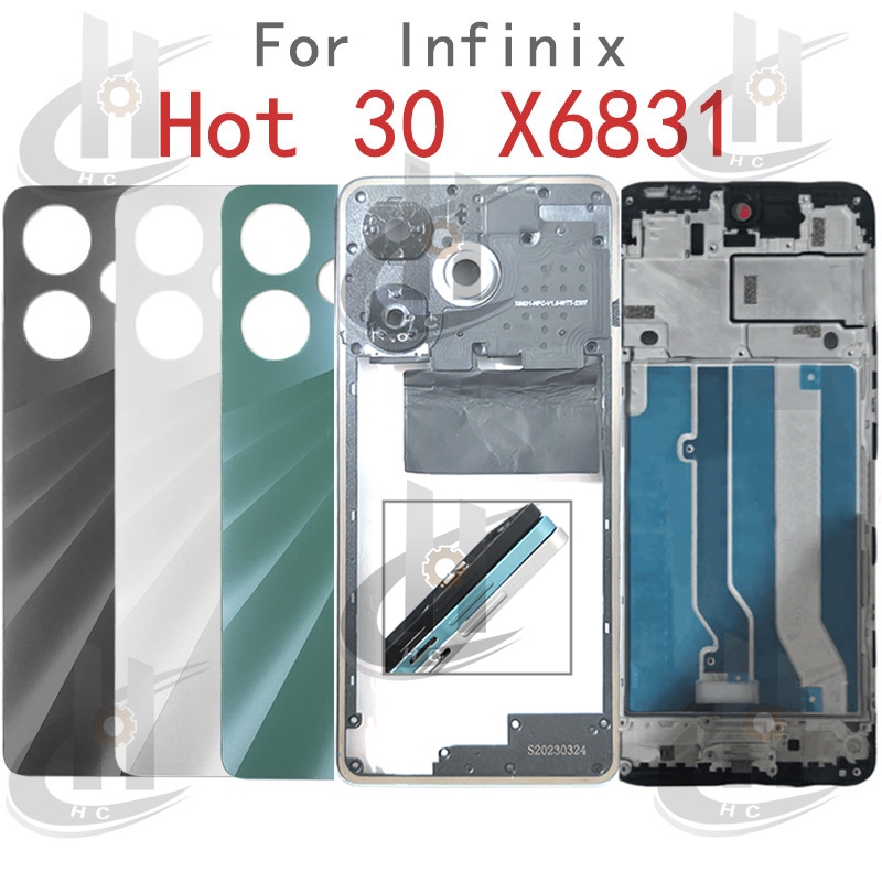 สําหรับ Infinix Hot 30 / X6831 แบตเตอรี่ฝาหลังที่อยู่อาศัยกรอบกลาง + ปุ่ม + กรอบด้านหน้า LCD + เลนส์กล้อง
