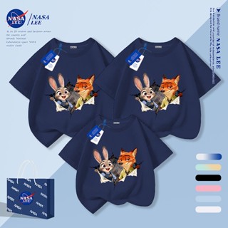 เสื้อยืดผ้าฝ้ายลายฟ็อกซ์กระต่าย สไตล์หลวมสำหรับทั้งผู้ชายและ…