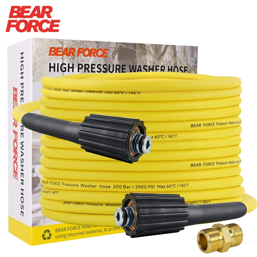 Bear Force Super ยืดหยุ่นเครื่องซักผ้าความดันท่อ 10 M 15 M 2900 PSI/ 200Bar Kink ทนเครื่องซักผ้ารถยนต์ท่อขยาย M22-pin 14/15