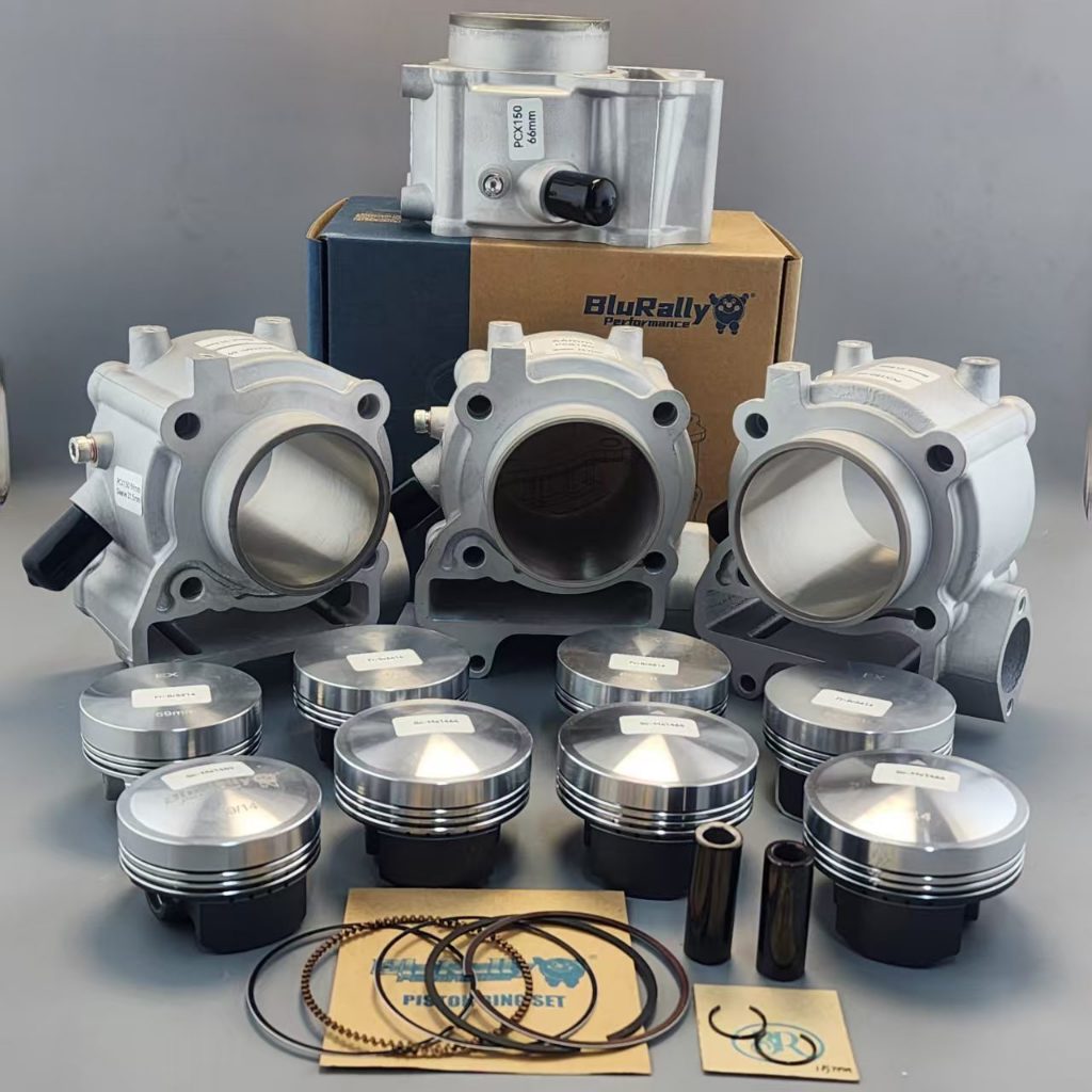 BluRally ชุดกระบอกเซรามิกสําหรับ Honda PCX150/SH150i/Vario150/ADV150 ขนาด 59/64/65/66 มม. ลูกสูบปลอม/หล่อ 14 มม. พร้อม DLC Pin