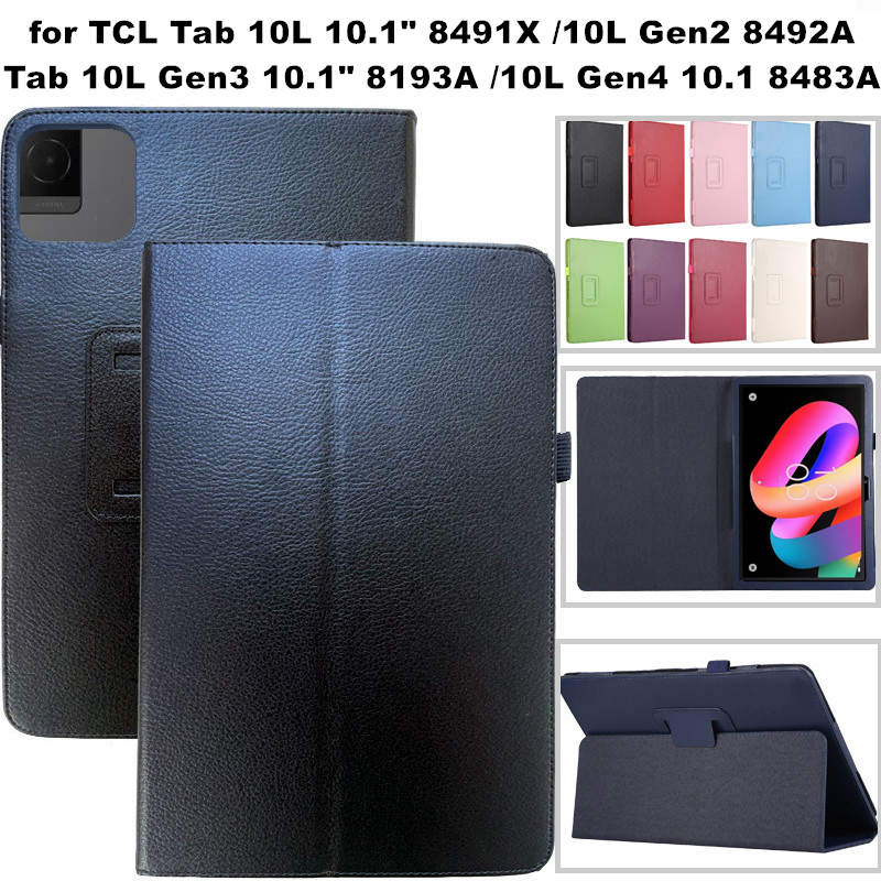 สําหรับ TCL Tab 10L Gen2/Gen3/Gen4 10.1 8491X 8492A 8493A 8193A 8483A กรณี Pu หนังฝาครอบลิ้นจี่กันกร