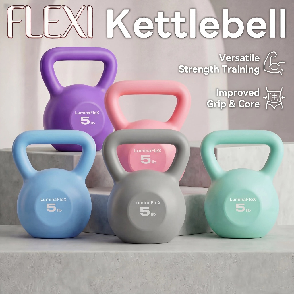 FleXI เคตเทิลเบล ผู้หญิง 5-20LB คุณภาพสูง ทนทาน ฟิตเนสที่บ้าน เครื่องออกกำลังกาย ดัมเบล