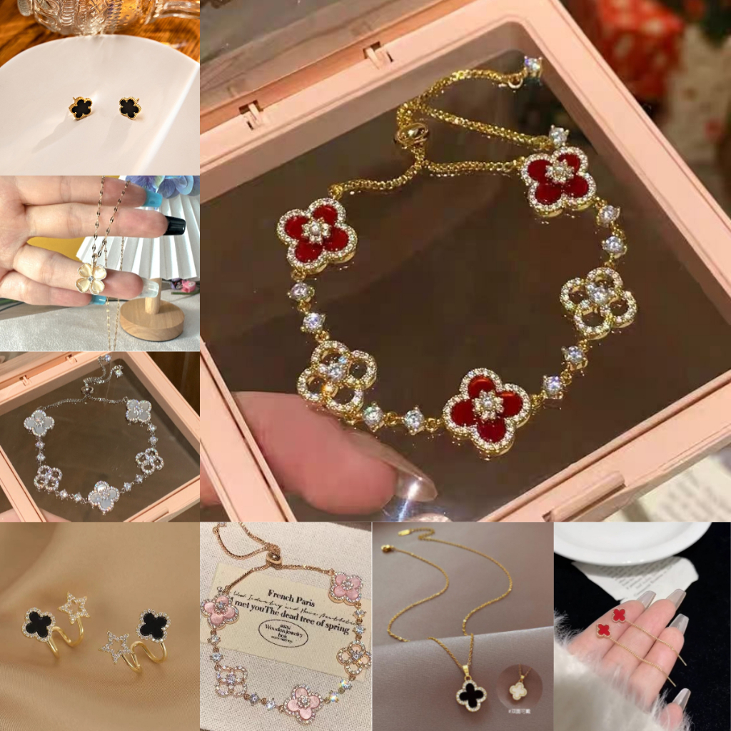 2026 สไตล์ใหม่ Niche Design Four-Leaf Clover สร้อยข้อมือประณีต Classy ต่างหูหรูหราเครื่องประดับระดับไฮเอนด์ ราคา ถูกที่สุด ดีลบีเคเค
