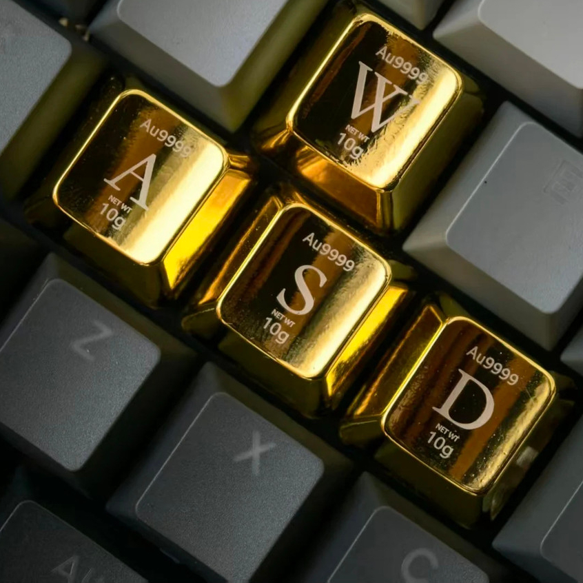 HOT Gold Zinc Alloy Electroplated Keycaps ส่วนบุคคล Custom Cherry R4 Keycaps สําหรับ MX คีย์บอร์ดแบบ