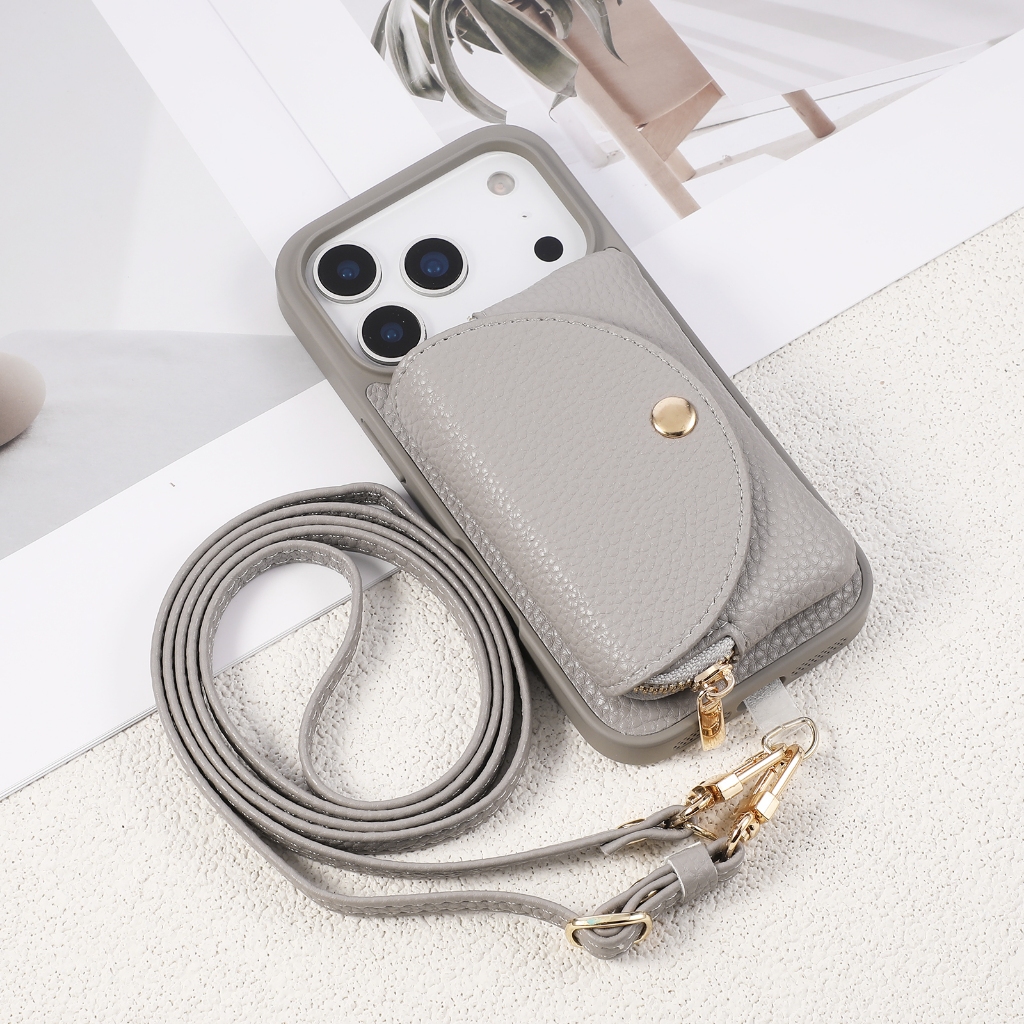 Xunyi ผู้หญิงแฟชั่นกระเป๋าสตางค์สําหรับ iPhone Air 17 16 E 15 14 Pro Max Plus พร้อมกระจกแต่งหน้าและเชือกเส้นเล็ก Crossbody