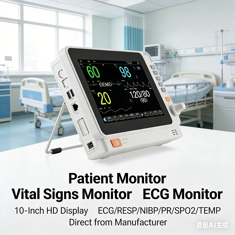 Medical แบบพกพาผู้ป่วย Monitor โรงพยาบาลข้างเตียง ECG Monitor ECG/RESP/NIBP/PR/SPO2/TEMP