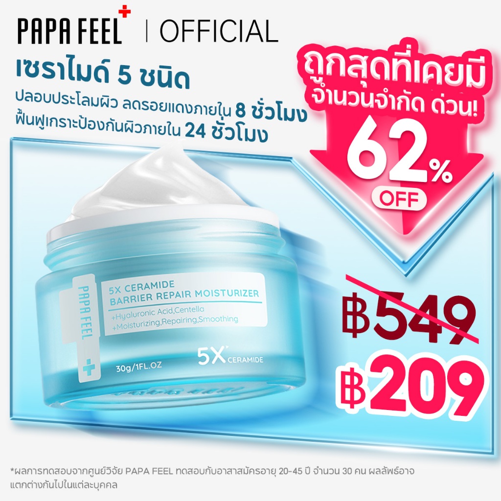 PAPA FEEL 5X Ceramide Barrier Moisturize Gel | ฟื้นฟูเกราะผิว | ลดสิว ระคายเคือง | ชุ่มชื้นล้ำลึก | 