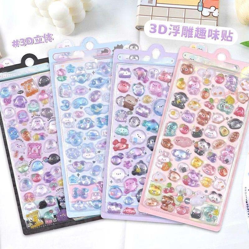 การ์ตูนน่ารัก 3D บรรเทาสติกเกอร์ DIY สติกเกอร์สมุดภาพเคสโทรศัพท์ตกแต่งของขวัญเด็ก