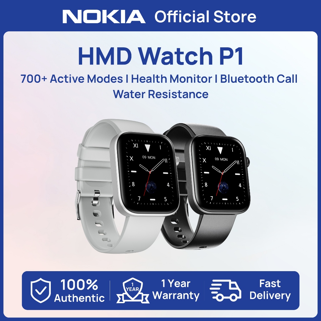 ใหม่HMD P1 Smart Watch 1.83 – Fitness Tracker, กันน้ํา IP67, แบตเตอรี่ยาว, Watchface Studio สําหรับ Android iOS – รับประกัน 1 ปี