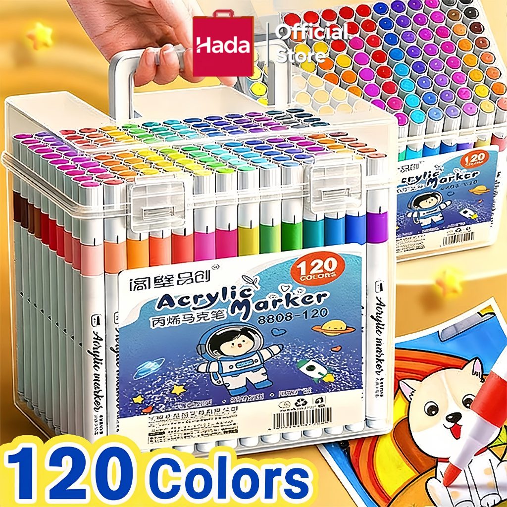 🔥👍ข้อเสนอมีเวลา จำกัดปากกาอะคริลิค 12 สี/24สี/36สี/48สี/60สี/80สี/120สี ปากกามาร์กเกอร์อะคริลิค กันน้ํา หัวอ่อน ปากกาเขียนแก้ว /พลาสติก/ไม้/เหล็ก/กระจก/ผ้า