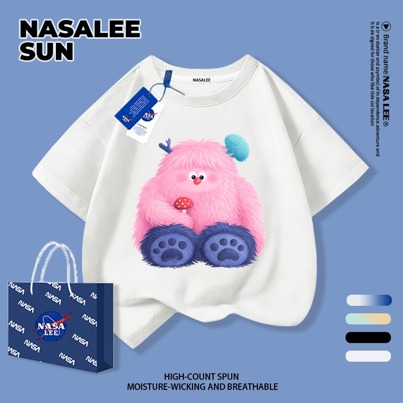 [จัดส่งในวันเดียวกัน] นาซ่า เสื้อยืดสำหรับเด็กอายุ 3-16 ปี สไตล์น่ารัก พิมพ์ลายบนผ้าฝ้ายแท้ สวมใส่สบายและระบายอากาศได้ดี