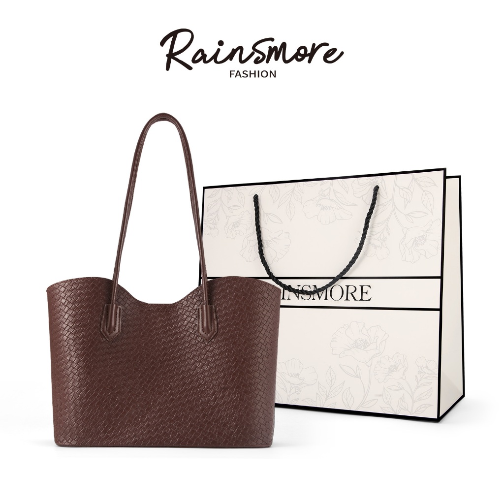 RAINSMORE กระเป๋า Tote สไตล์เรโทร - ดีไซน์ความจุใหญ่ มาพร้อมกระเป๋าคู่แม่ลูก งานทอผ้าคุณภาพ
