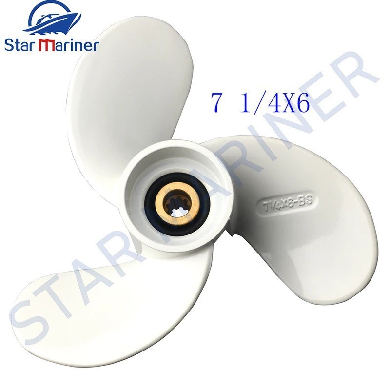 6L5-45943-01-EL Marine ใบพัดอลูมิเนียม 7 1/4x6 F2.5A/3A 7-1/4x6 9 Spline 6L5-45943 สําหรับ Yamaha Ou