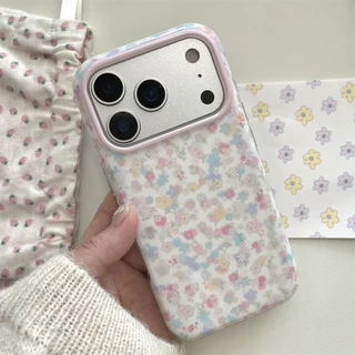 สําหรับIphone Case 17 Pro Max 16 Pro Max 15 Pro Maxสีชมพูดอกไม้เศษเคสโทรศัพท์