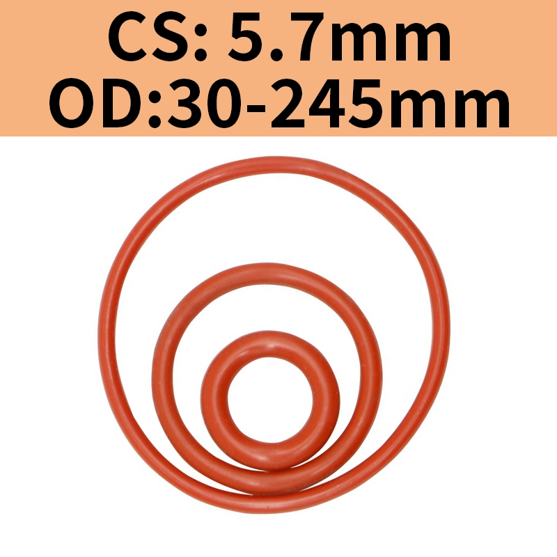 [VMQ] แหวนปิดผนึกซิลิโคนรูปตัว O เส้นผ่านศูนย์กลางลวด 5.7 มม. * OD30/35/40/45/50/55/58/60/63/65 ~ 24