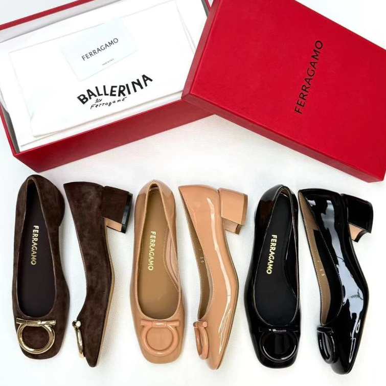 FRG 3 สีสี่เหลี่ยมเล็ก -Toe รองเท้าทาสี Cowhide หนัง 4 ซม.รองเท้าส้นสูง