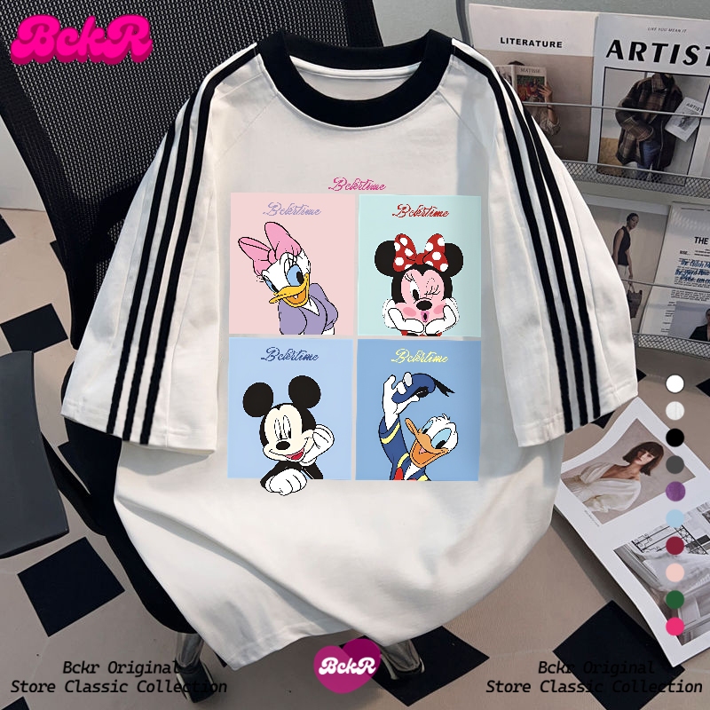 【จัดส่งตลอด 24 ชั่วโมง】🔥BCKR การ์ตูน กราฟฟิตี้ ลายสามแถบ คอกลม เสื้อ 🦷 oversizeเสื้อผญเสื่อยืดYG1204