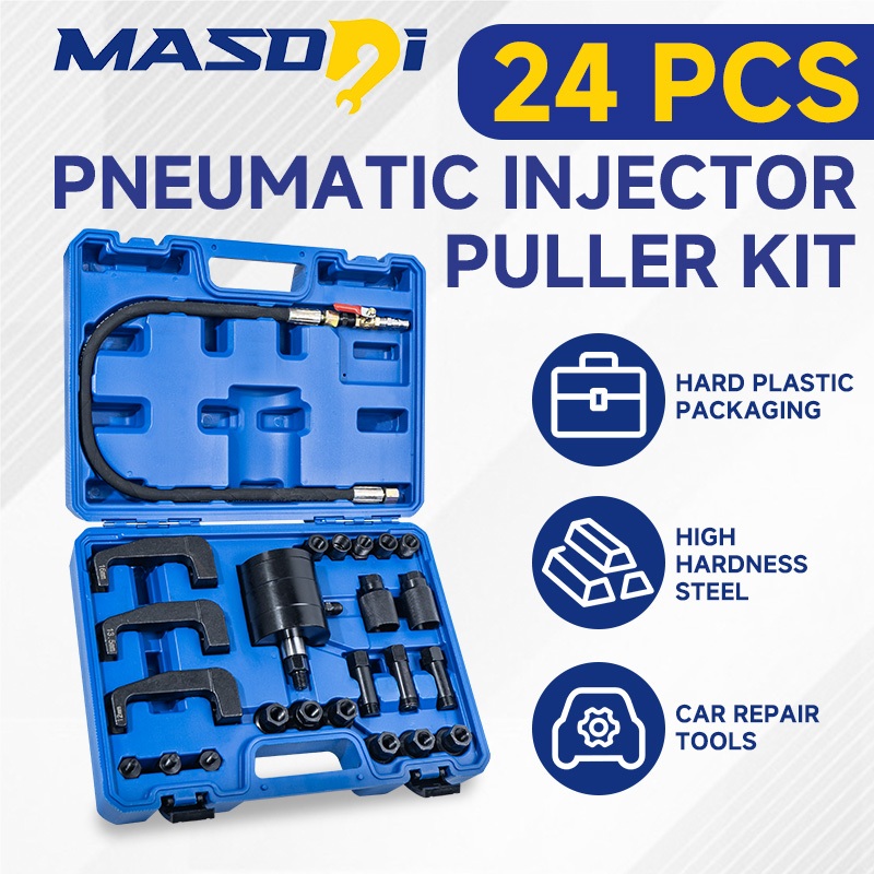 Masdsi 21 ชิ้น/24 ชิ้น Pneumatic หัวฉีดดึงชุดสําหรับเครื่องยนต์ดีเซล,5-8 บาร์ Air การสั่นสะเทือนหัวฉีดเครื่องมือกําจัด, สําหรับ Mercedes-Benz,Bosch,Siemens, V80, G10,1000 Nm puller