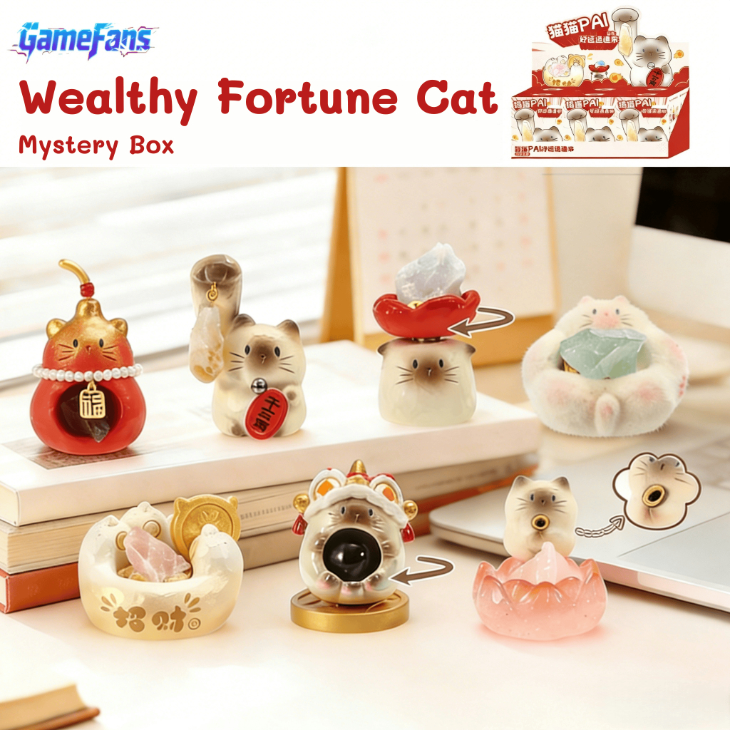 Fortune Cat Mystery Box เครื่องประดับเดสก์ท็อปตกแต่งน่ารัก Lucky ลูกแมว