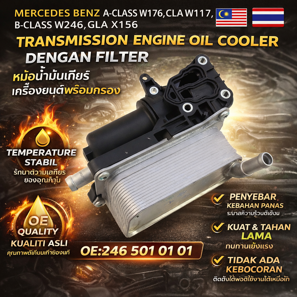 MERCEDES BENZ A-CLASS W176,CLA W117,B-CLASS W246,GLA X156 COMMOOL TRANSMISSION ENGINE OIL COOLER พร้