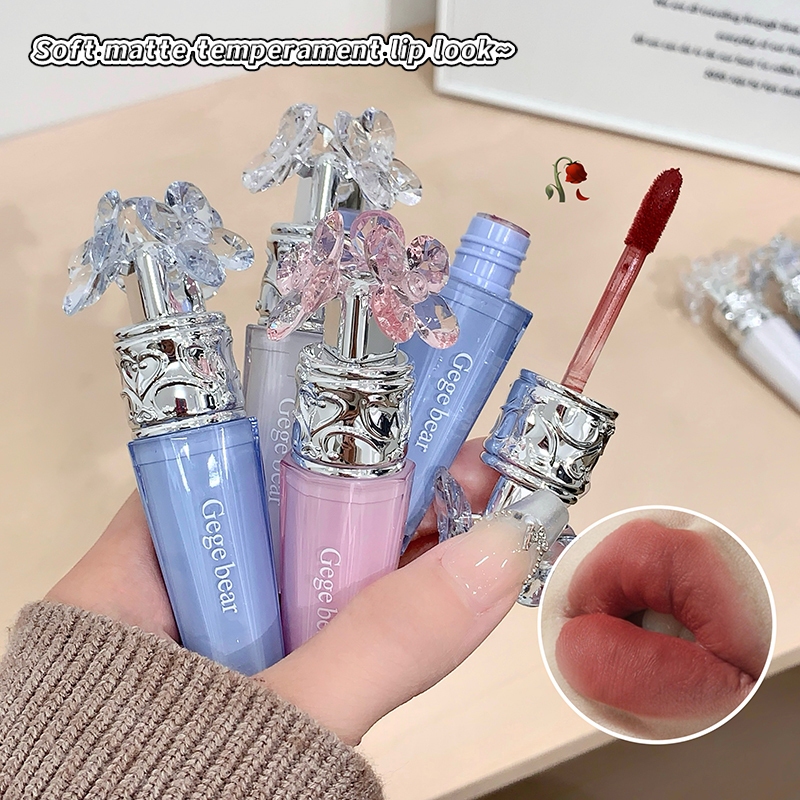 GEGE BEAR Velvet Matte Liquid Lipstick - Smooth Velvet Mist Finish, Korean-Style Natural Lip Color, Long-Lasting & Highly Pigmented Lip Glaze GX1612