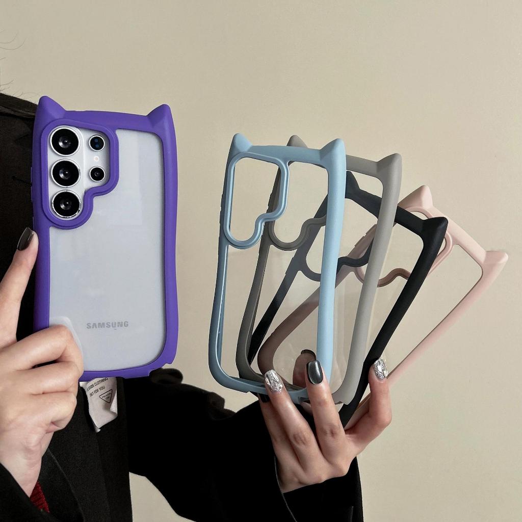 เคสโทรศัพท์หางแมวน่ารักสําหรับ Samsung S26 Ultra/S25/S24 Plus/S23 Plus ดีไซน์ใหม่; กันกระแทก ฝาครอบโปร่งใส