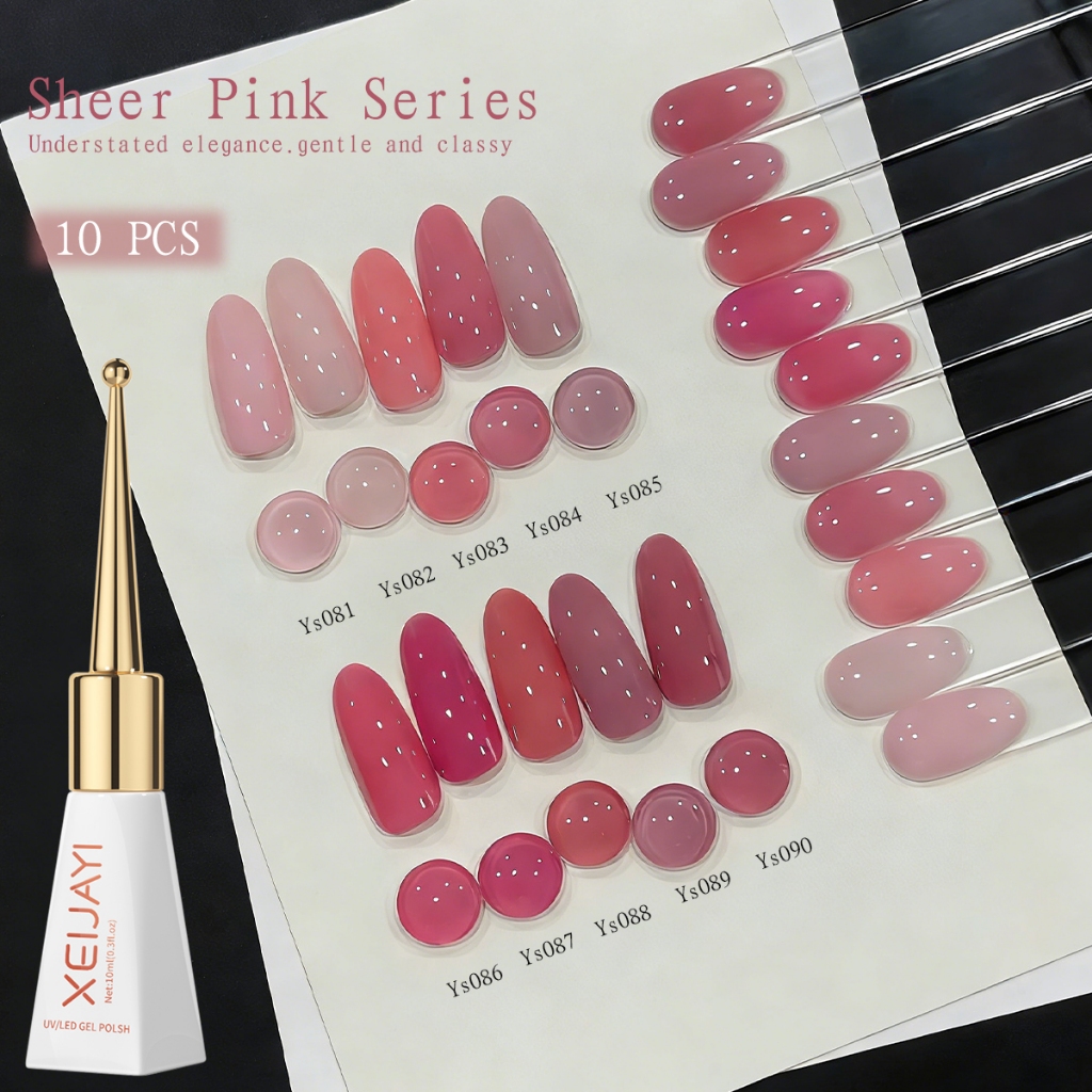 XEIJAYI 10ml-Nude Pink Peach Color Gel Nail Polish, ความอิ่มตัวต่ํา, เหมาะสําหรับการใช้งานทุกวัน