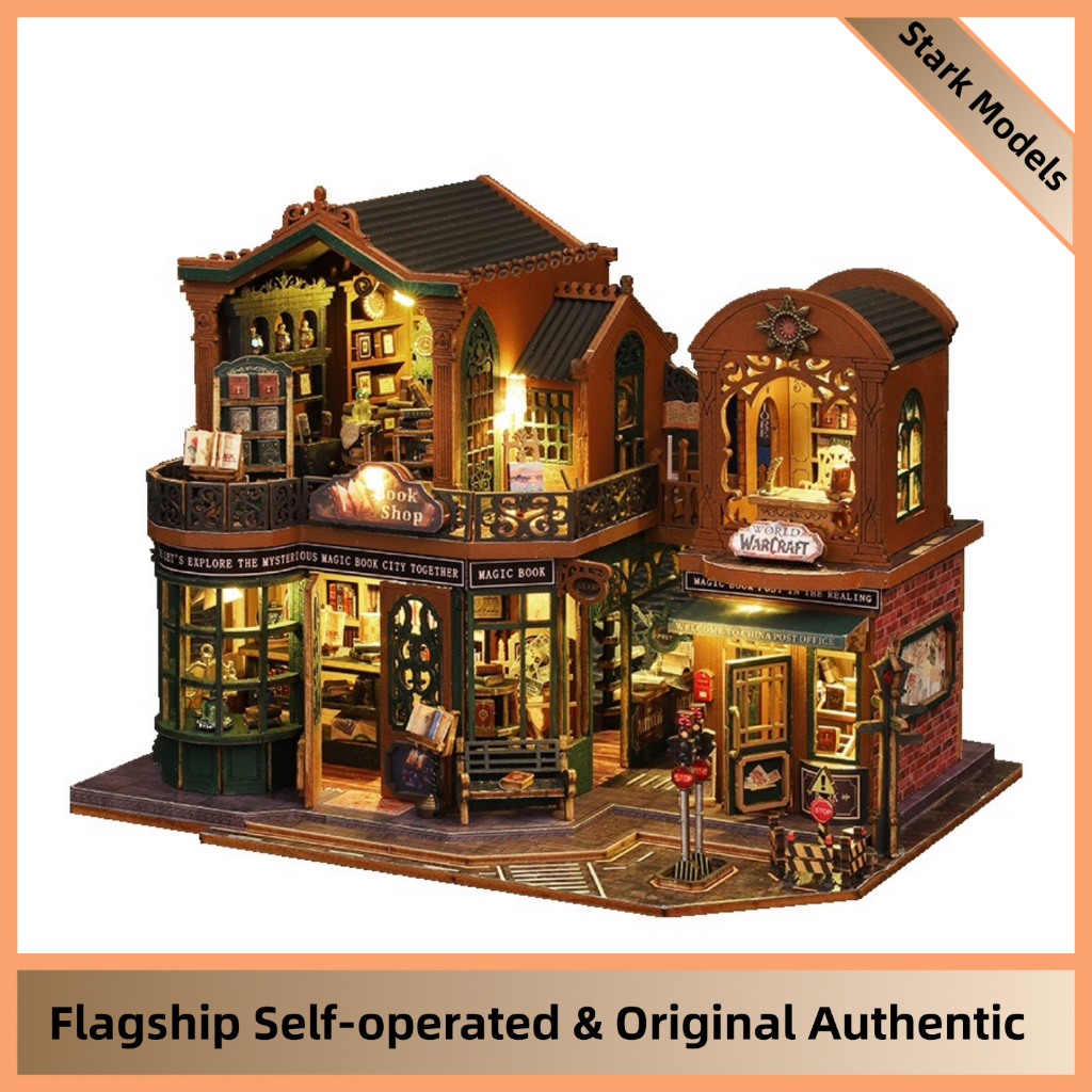 3D Twilight Book City, Magic Book Street, DIY Craft Puzzle, LED Warm Light, Laser-Cut Assembly Toy, 