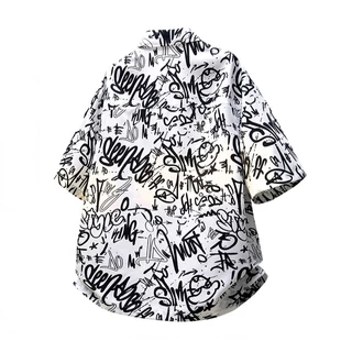 [M-8XL] เสื้อเชิ้ตแขนสั้นสำหรับผู้ชาย ทรงหลวม พลัสไซส์ ซักแล้ว сохไว เหมาะกับอากาศร้อน