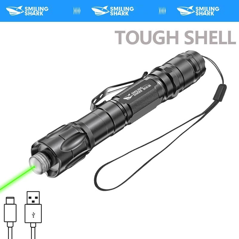 SmilingShark JG0715 Green Laser Pointer ปากกาเลเซอร์สำหรับการประชุม 2000m 18650 ชาร์จใหม่ได้ สวิตซ์ห