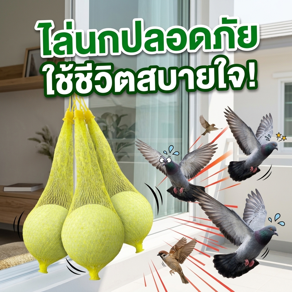 ก้อนไล่นก ไล่นกได้ผลเร็ว ใช้งานง่าย 1 ถุง (10 เม็ด) ไล่นกทุกชนิด ไม่ทำอันตรายต่อคนและสัตว์เลี้ยง