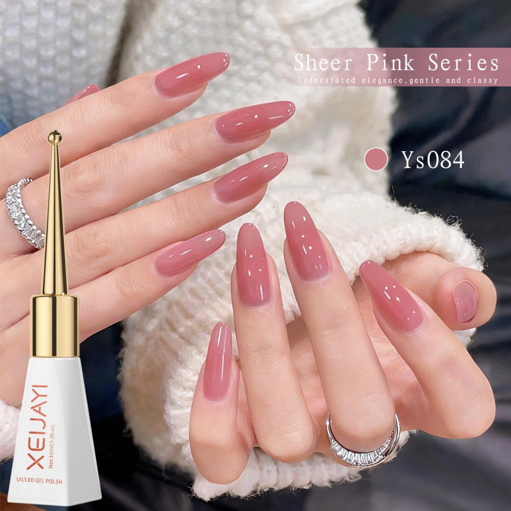 XEIJAYI 10ml-รูปแบบใหม่ Bean Paste ยาทาเล็บเจลสีชมพู, ความมันวาวยาวนาน, เหมาะสําหรับร้านทําเล็บ