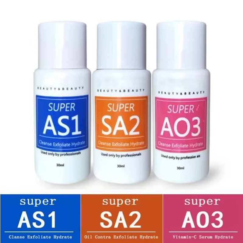 3 ชิ้น/เซ็ตน้ําเข้มข้น Exfoliating Liquid เครื่องมือฟองขนาดเล็กพิเศษ Skin Essence AS1 SA3 AO3 3 ชนิด
