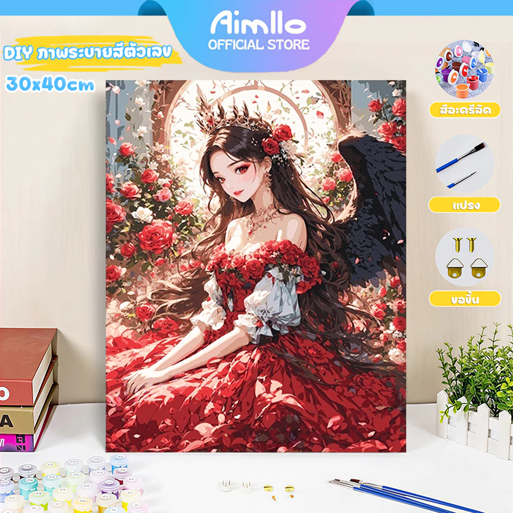 สีน้ำมันดิจิตอลระบายสีตามตัวเลข30X40cm ผ้าใบกรอบ ภาพวาดตกแต่งบ้าน ภาพวาดผนัง ภาพวาดตกแต่งอะคริลิกDIYของขวัญวันเกิดให้แฟน
