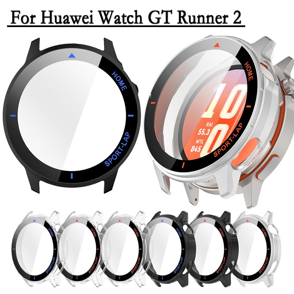 Shell สําหรับ Huawei Watch GT Runner 2 เคสป้องกันพร้อมหน้าจอกระจกนิรภัยป้องกันนาฬิกาพร้อมฟิล์ม