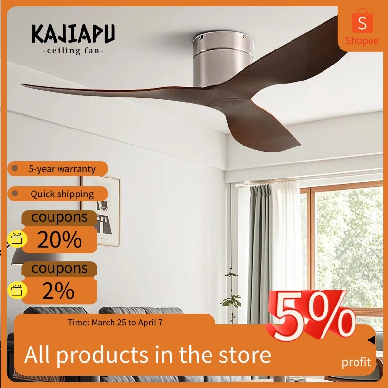 KAJIAPU52" พัดลมเพดานนอร์ดิกWhisper-Quiet 3 ใบมีดและ 35W DC มอเตอร์รีโมทคอนโทรลHome/Restaurant